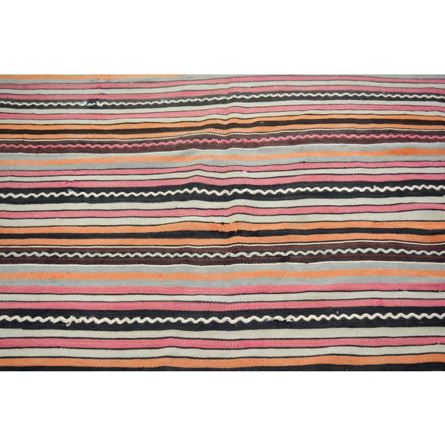Shabby Chic Vintage Turkish Anatolian Hand Made Organic Wool Natural Color Dowry Kilim,4'8"x6'6" For Sale - Image 3 of 5