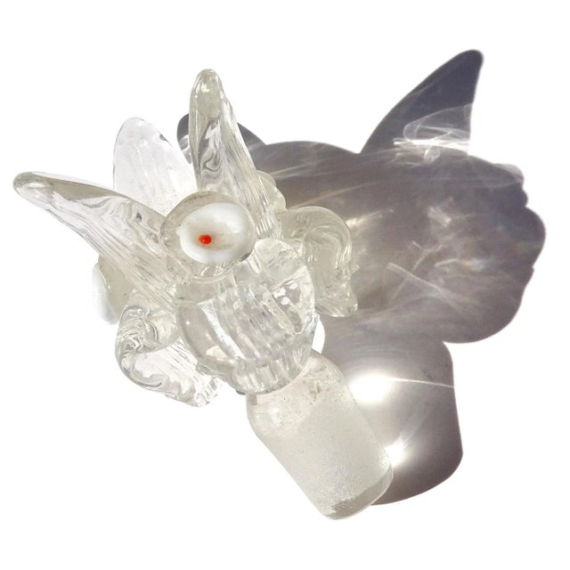 Glass Murano White Zanfirico Ribbons Flower Top Stopper Italian Art Glass Vintage Decorative Vanity Bottle For Sale - Image 7 of 8
