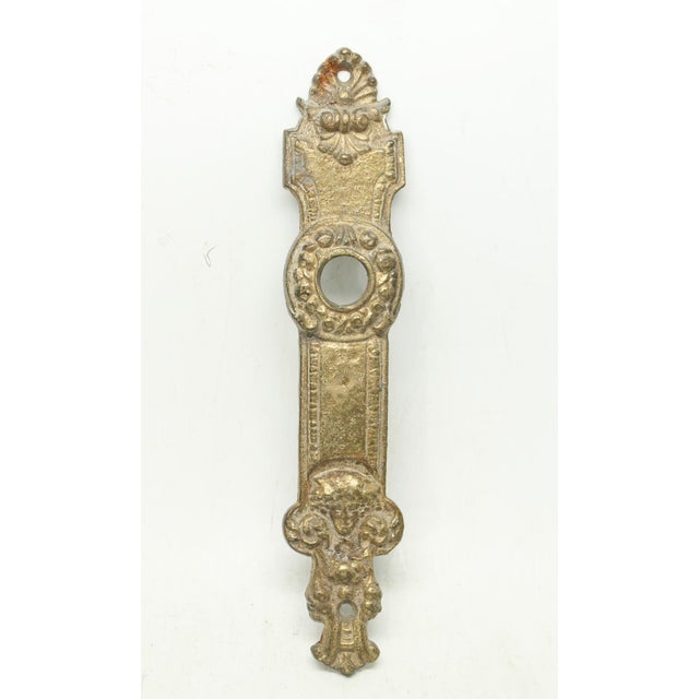 French Pair of French Bronze Ornate 7.75 In. Back Plates For Sale - Image 3 of 8