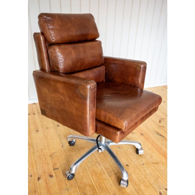 Leather Executive Desk Swivel Chair in Cigar Leather by Timothy Oulton for Halo, 2010s For Sale - Image 17 of 18