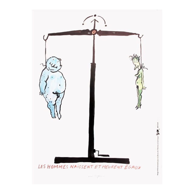 1989 Original Poster for Artis 89's Images Internationales Pour Les Droits De l'Homme Et Du Citoyen - Les Hommes Naissent Et Meurent Égaux For Sale