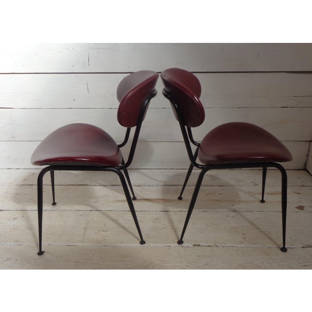 Set of Bean-Shaped Chairs in Burgundy Imitation Leather, 1960s For Sale - Image 6 of 18