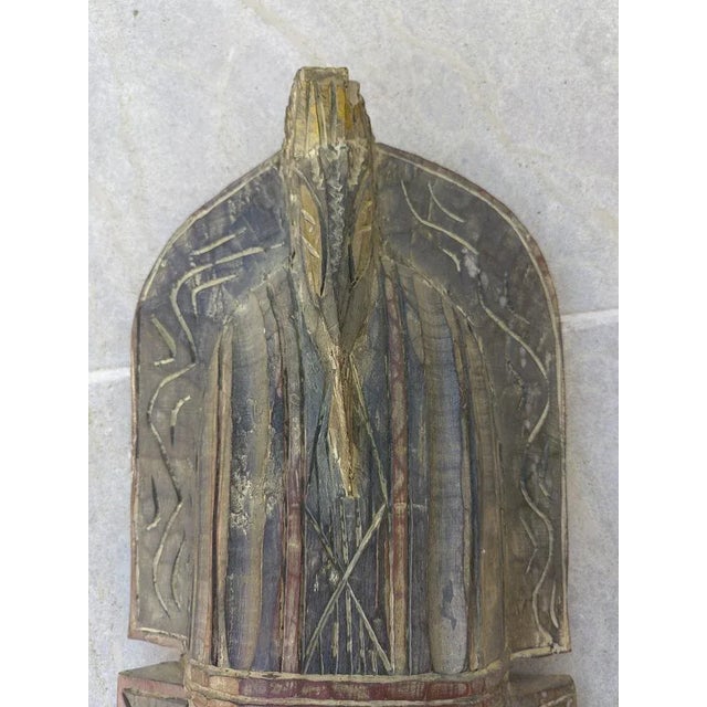 African Mask in Carved Wood, 1950s For Sale - Image 3 of 12