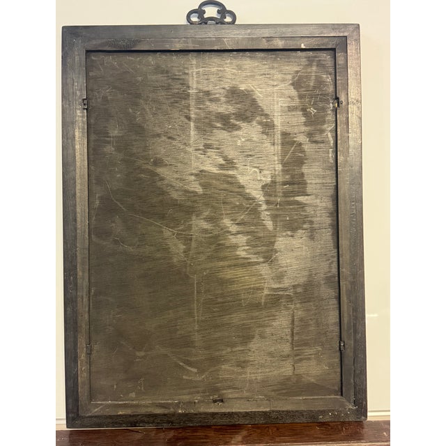 Signed 1920 Chinese Reverse Glass Painting of a Court Beauty by Dongsheng of Huizhou – 19” X 26” For Sale - Image 4 of 7