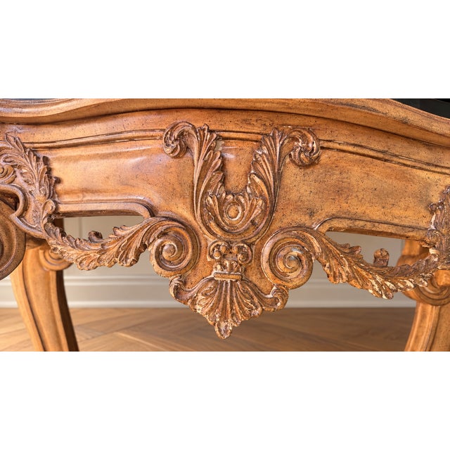 Vintage French Provincial Rococo Style Console Table With Tessellated Stone Top For Sale - Image 9 of 13