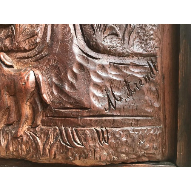 1940s Bas-Reliefs Scenes in a Wooden Frame Signed by M. Arendt, 1940s, Set of 2 For Sale - Image 5 of 18