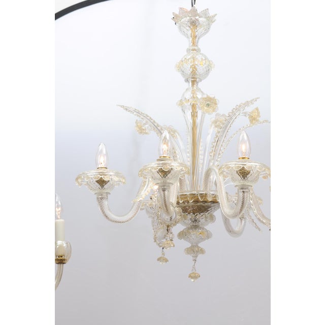 Brass 1940s Exquisite 6-Light Murano Glass Chandelier, 1940s Italy For Sale - Image 8 of 18