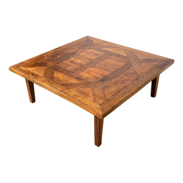 Inlaid Oak Coffee Table, 1940s For Sale