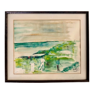 Alfred Birdsey Original Watercolor Painting Bermuda Golf Scene Landscape For Sale
