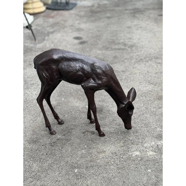 Bronze Grazing Fawn Deer Garden Sculpture For Sale - Image 10 of 15