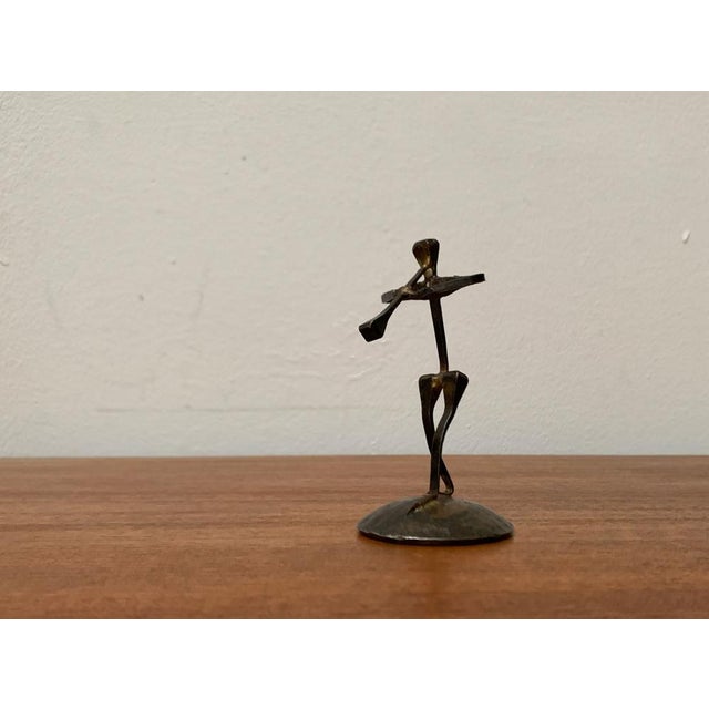 Mid-Century Wrought Iron Horseshoe Nail Art Piper Figurine, 1960s For Sale - Image 14 of 15