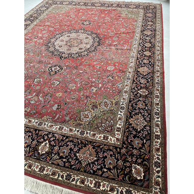 1950s TABRIZ Over 1M KNOTS Fine Silk Highlights with Royal Bird Motifs Rug 9.7 x 13.6 For Sale - Image 12 of 15