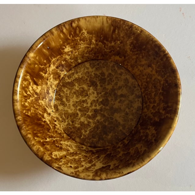 Antique 19th Century Bennington Pottery Brown Treacle Glaze Spongeware Bowls Circa 1860 - Set of 6 For Sale - Image 12 of 18