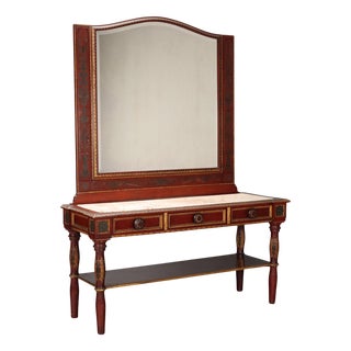 Walnut Console with Mirror For Sale