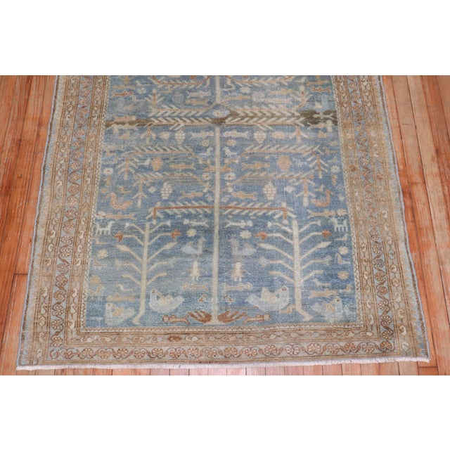Textile Early 20th Century Ocean Blue Persian Malayer Pictorial Rug - 4'2" x 6'1" For Sale - Image 7 of 7