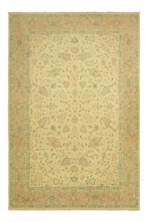 1990s Boho Chic Kafkaz Ivory/Peach Wool Rug -9'11 X 13'9