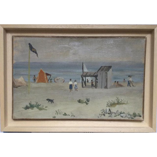 François Baboulet, The Beach, Oil on Paper mounted on Canvas For Sale - Image 3 of 7