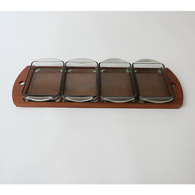 Scandinavian Teak Appetizer Tray and Dishes, Denmark, 1970s, Set of 5 For Sale - Image 4 of 15