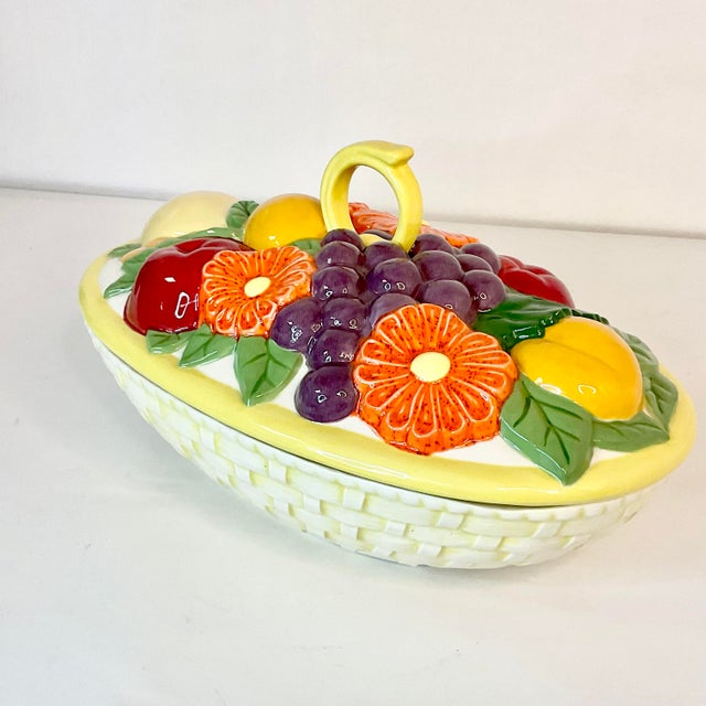 This covered Serving Bowl is so pretty and summer perfect. It’s an Americana Folk Art Ceramic piece crafted in 1982. It...