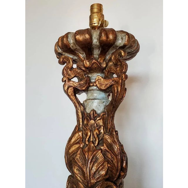 Wood Mac Sculpture Italian Baroque Gilt Table Lamps - a Pair For Sale - Image 7 of 11