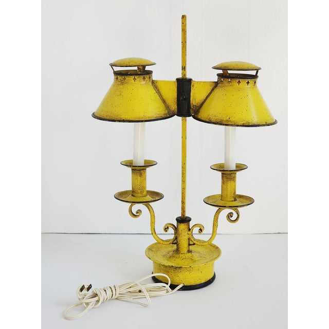 Vintage Decorative Crafts French Style Tole Painted Bouillote Lamp For Sale - Image 4 of 12