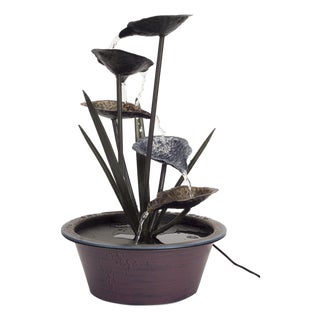 Bronze Metal Lotus Leaf Fountain 22"H For Sale
