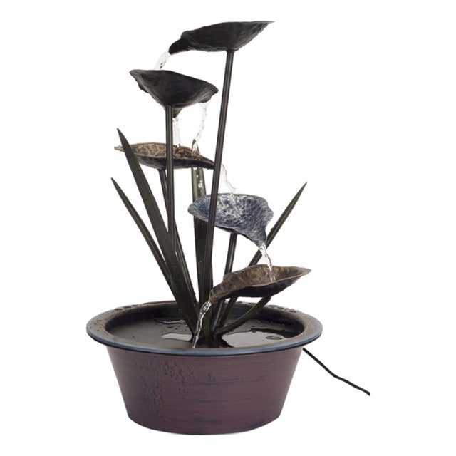 Bronze Metal Lotus Leaf Fountain 22"H For Sale