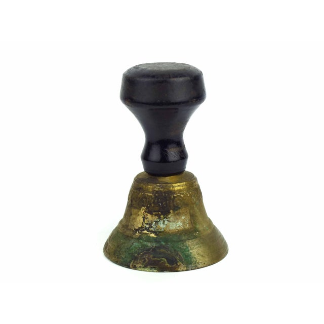 Mid-Century Modern Mid 20th Century Solid Brass Hand School Service Bell With Ebonized Wood Handle For Sale - Image 3 of 5