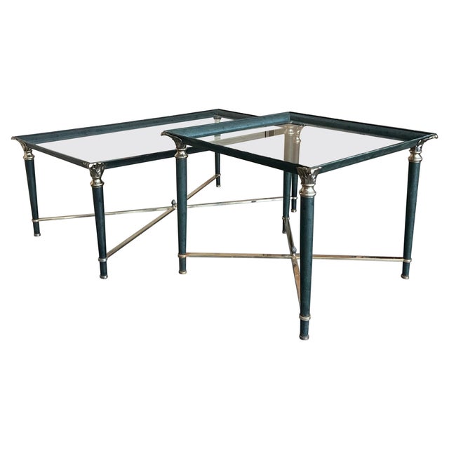 Mid 20th Century Green Iron with Bronze and Brass Details Coffee Tables - Set of 2 For Sale - Image 15 of 18
