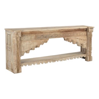 Indian Bleached Teakwood Console Table Constructed From Antique Carvings and Reclaimed Wood For Sale