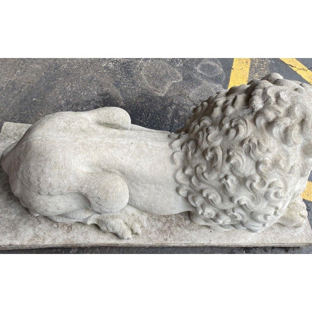 Vintage Large Concrete Lion Statue With Roaring Expression Chairish