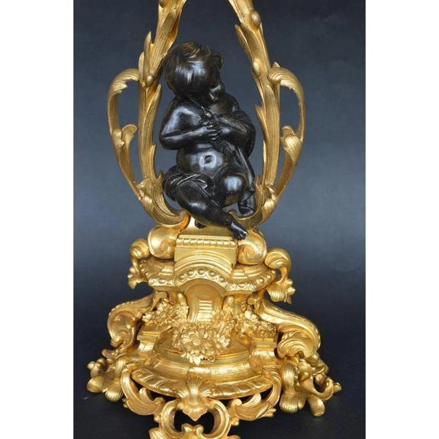Late 19th Century Pair of Late 19th Century Bronze Putti Candelabras For Sale - Image 5 of 9