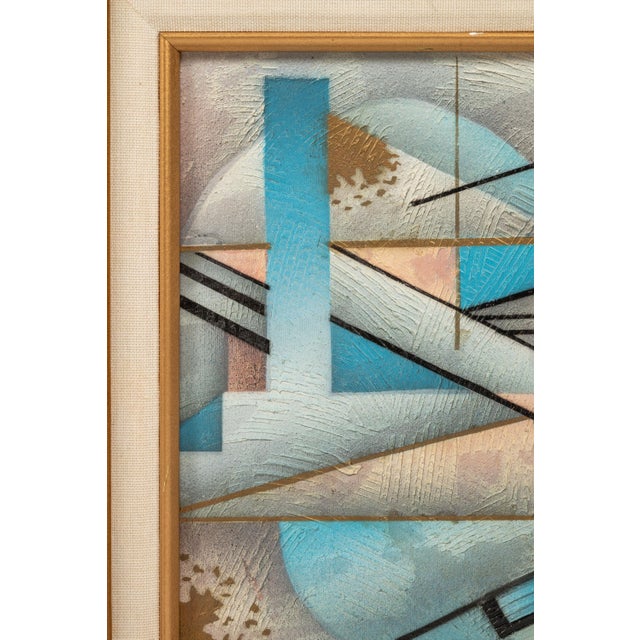 Framed / Signed Mid-Century Modern Geometric Abstraction Oil on Canvas Painting by Fred Blassingham, Usa, C. 1980s For Sale - Image 11 of 15