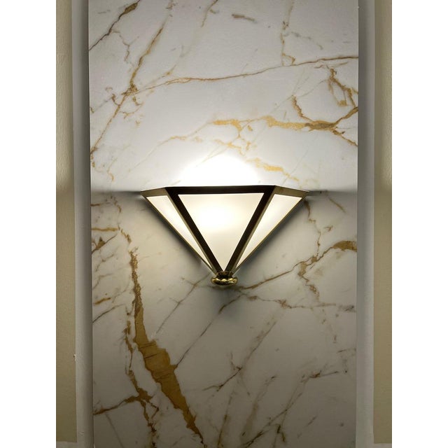 Triangular Wall Light from Glashütte Limburg, Germany, 1970s-1980s, in Very Good conditions. Designed 1970 to 1979 This...