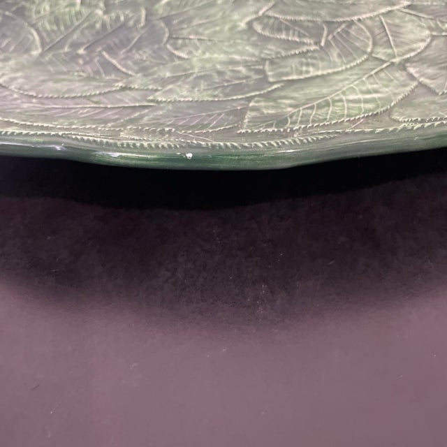 Vietri Majolica Foglia Leonardo 16" Oval Platter Green Leaf Leaves Italy 7971/42 For Sale - Image 11 of 12