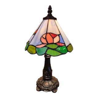Vintage Small Stained Glass Lamp For Sale
