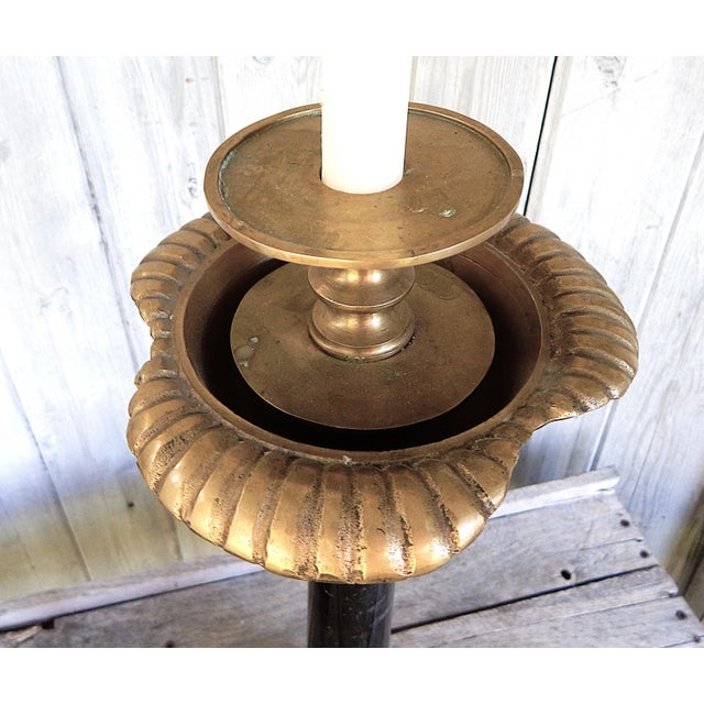 19th Century French Empire Black Marble & Brass Candle Stands - a Pair For Sale In Columbus - Image 6 of 11