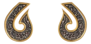 Sacred Script Two Tone Stud Earrings, A Pair