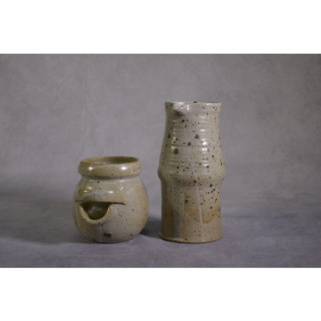 Mid-Century Modern Pyrite Stoneware Pot and Pitcher by Lanusé / Fégréac, 1960s, Set of 2 For Sale - Image 3 of 9