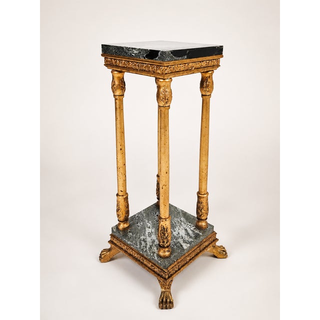 Empire-Style Pedestal Column with Stone Top and Carved Paw Feet, 1920s For Sale - Image 6 of 6