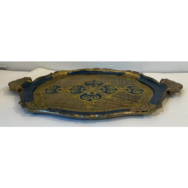 Florentine Vintage Italian Florentine Gilt Fol Wood Tray For Sale - Image 4 of 5