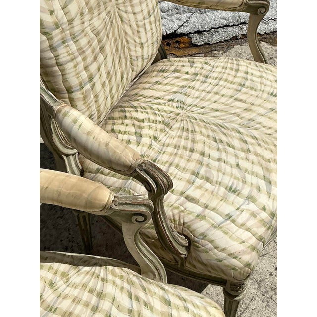 Vintage Regency Swag Print Fauteuil - A Pair For Sale - Image 9 of 12