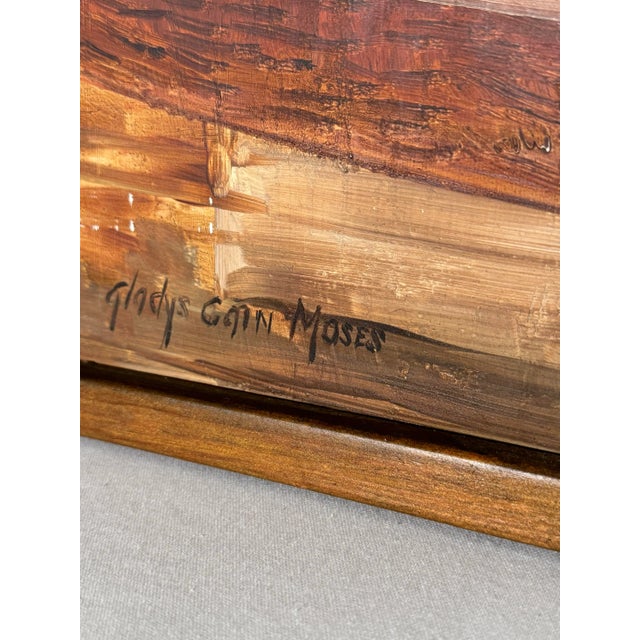 Vintage Cityscape Bridge Still Life Framed Original Oil Painting, Green, Brown, Cream For Sale - Image 12 of 12