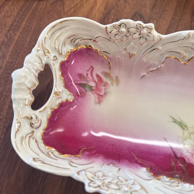 Antique porcelain piece made by Porzellanfabrik Tettau (the Tettau Porcelain Factory) located in Bavaria, Germany. Celery...