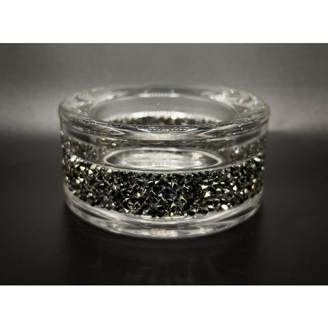 Glass Black Crystal Candleholder from Swarovski, 1980s For Sale - Image 7 of 10