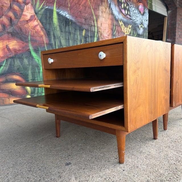 Mid-Century Modern Pair of Mid Century Kipp Stewart for Drexel Declaration End Tables For Sale - Image 3 of 12