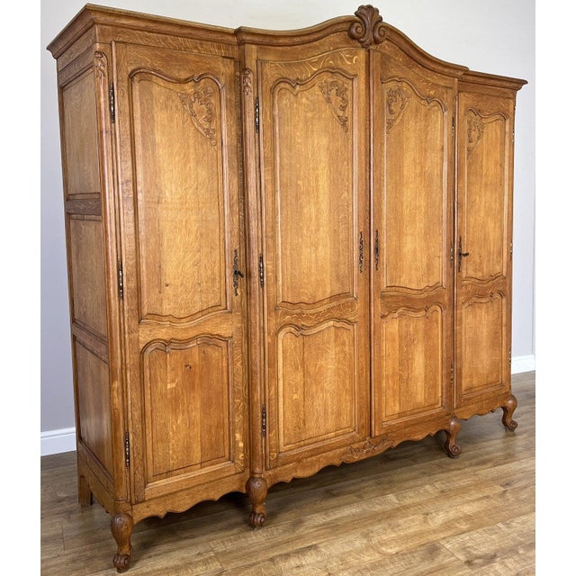 Vintage French Louis XVI Style Wardrobe in Oak For Sale - Image 3 of 15