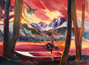 Charlotte Huntley, Landscape in Red, Circa 1980