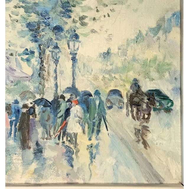 VTG Street Scene #1 Impressonist Painting Purple Velvet Matt Silver Frame 1978 For Sale - Image 11 of 18