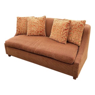 1990s Modern Banquette Italian W/ Burgundy Olive Diamond Print Upholstery For Sale